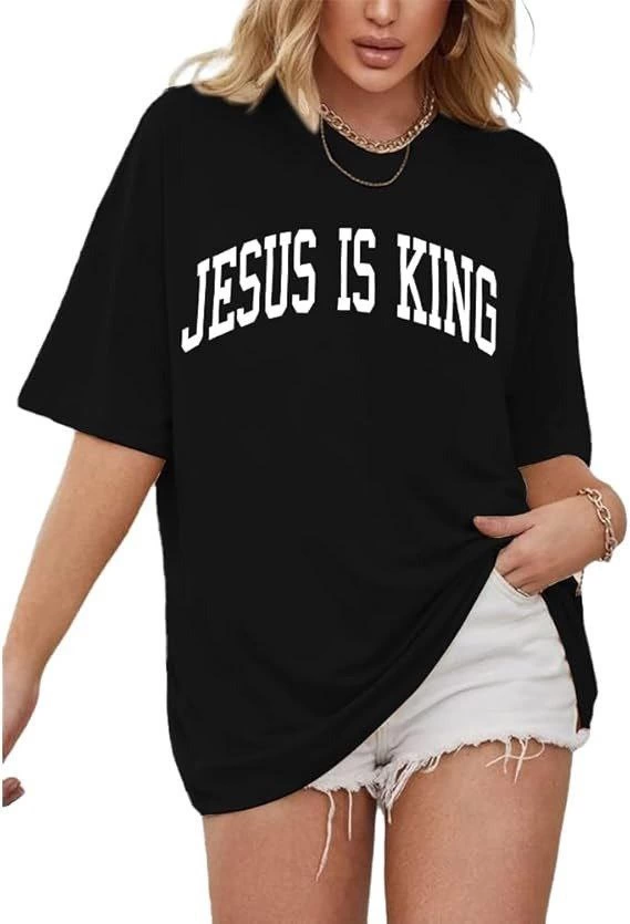 ASSEMA Kadın Baskılı T-Shirt Kısa Kol Bisiklet Yaka Ovarsize Rahat Kalıp Tişört -  Siyah