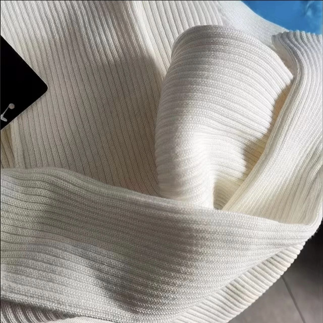 ASSEMA Kadın Boğazlı Triko Elbise Uzun Fitilli Esnek Dokuma Tam Kalıp Baharlık 130 cm - Beyaz