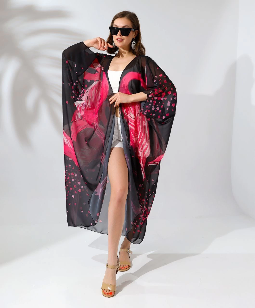 ASSEMA Kadın Rahat Kesim Şifon Kimono - Siyah