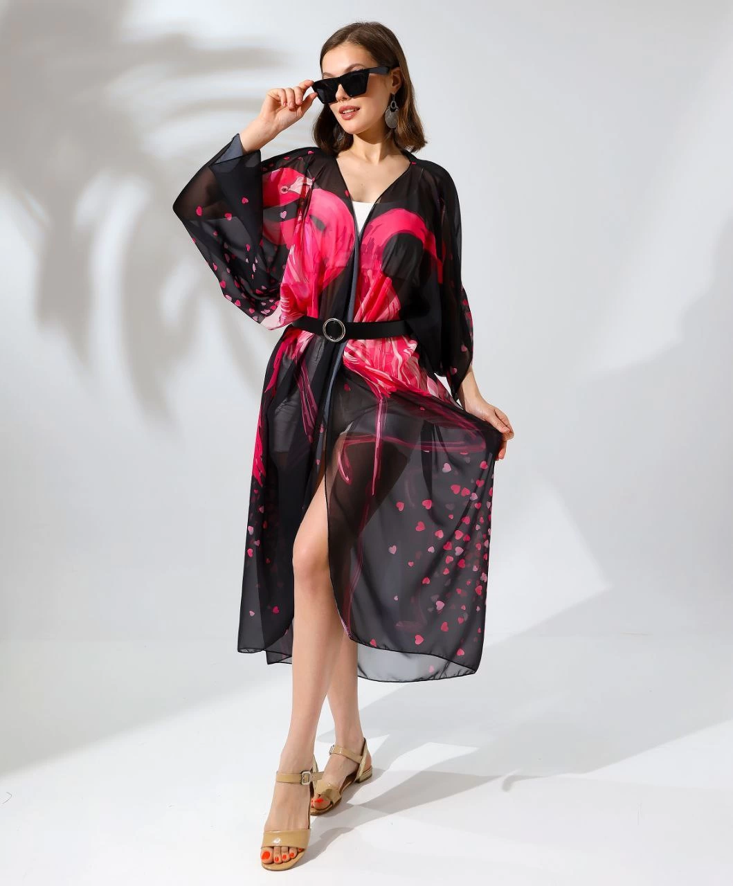ASSEMA Kadın Rahat Kesim Şifon Kimono - Siyah