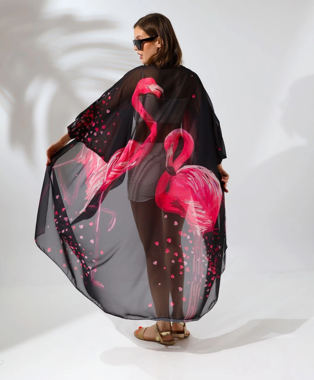 ASSEMA Kadın Rahat Kesim Şifon Kimono - Siyah