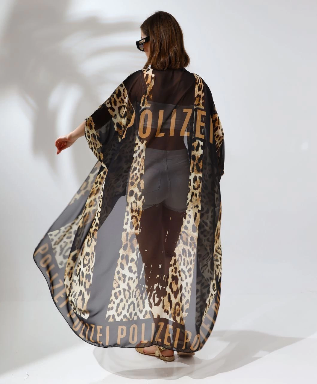 ASSEMA Kadın Rahat Kesim Şifon Kimono - Leopar