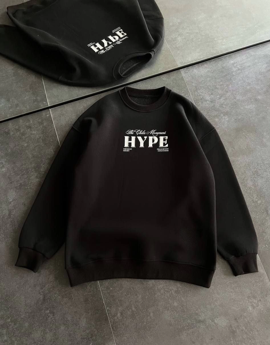 ASSEMA Kadın Üç İplik Bisiklet Yaka Baskılı SweatShirt - Siyah