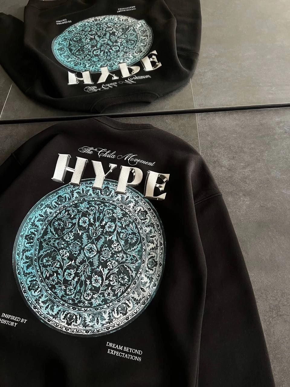 ASSEMA Kadın Üç İplik Bisiklet Yaka Baskılı SweatShirt - Siyah
