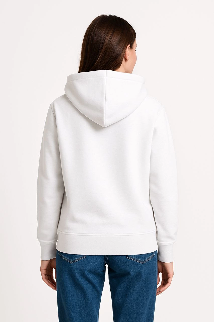 ASSEMA Kadın Üç İplik Kapüşonlu Kanguru Çepli SweatShirt hoodie - Beyaz