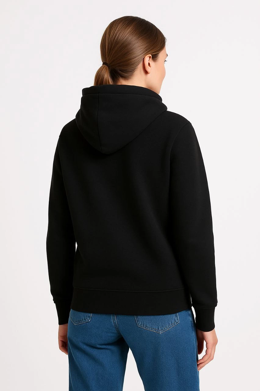 ASSEMA Kadın Üç İplik Kapüşonlu Kanguru Cepli Sweatshirt hoodie - Siyah