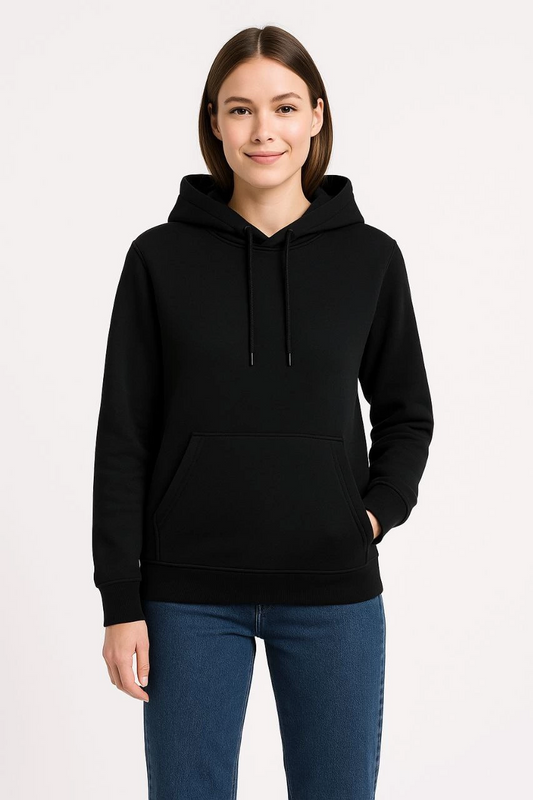ASSEMA Kadın Üç İplik Kapüşonlu Kanguru Cepli Sweatshirt hoodie - Siyah