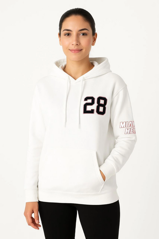 ASSEMA Kadın Üç İplik Kapüşonlu Ön ve Arka Baskılı SweatShirt hoodie - Beyaz