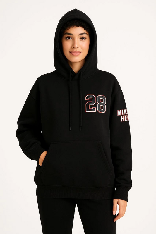 ASSEMA Kadın Üç İplik Kapüşonlu Ön ve Arka Baskılı SweatShirt hoodie - Siyah