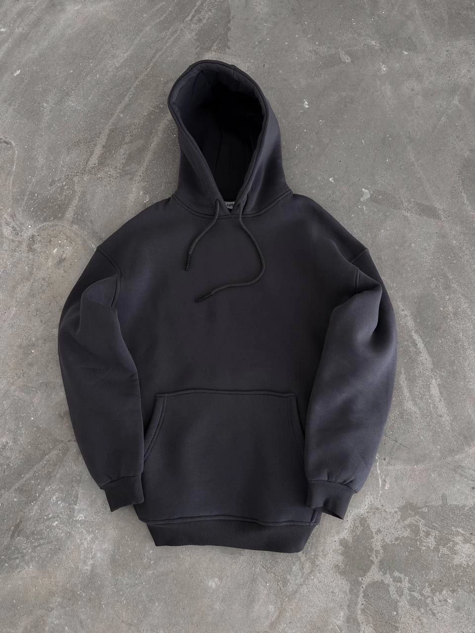 ASSEMA Kadın Kapüşonlu Üç İplik Penye Basic SweatShirt - Füme