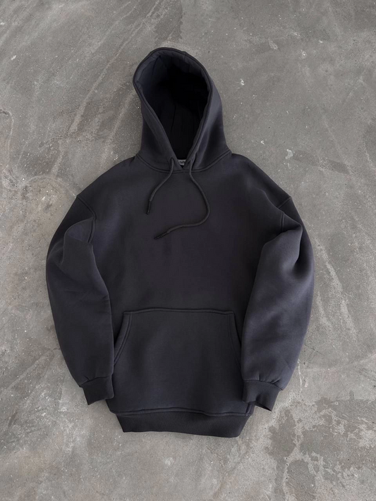 ASSEMA Kadın Kapüşonlu Üç İplik Penye Basic SweatShirt - Füme