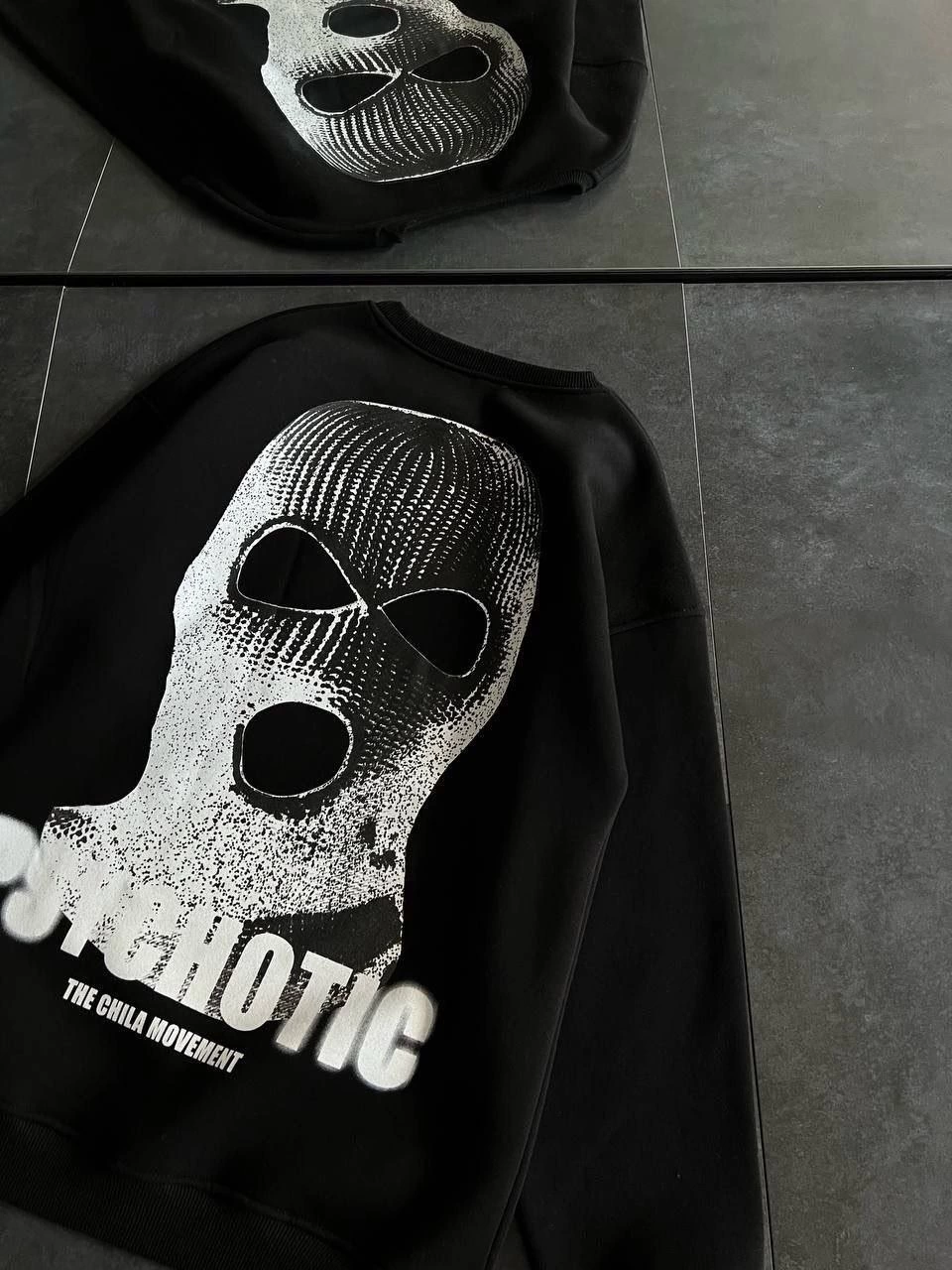 ASSEMA Kadın üç iplik Kışlık Bisiklet Yaka Baskılı SweatShirt - Siyah