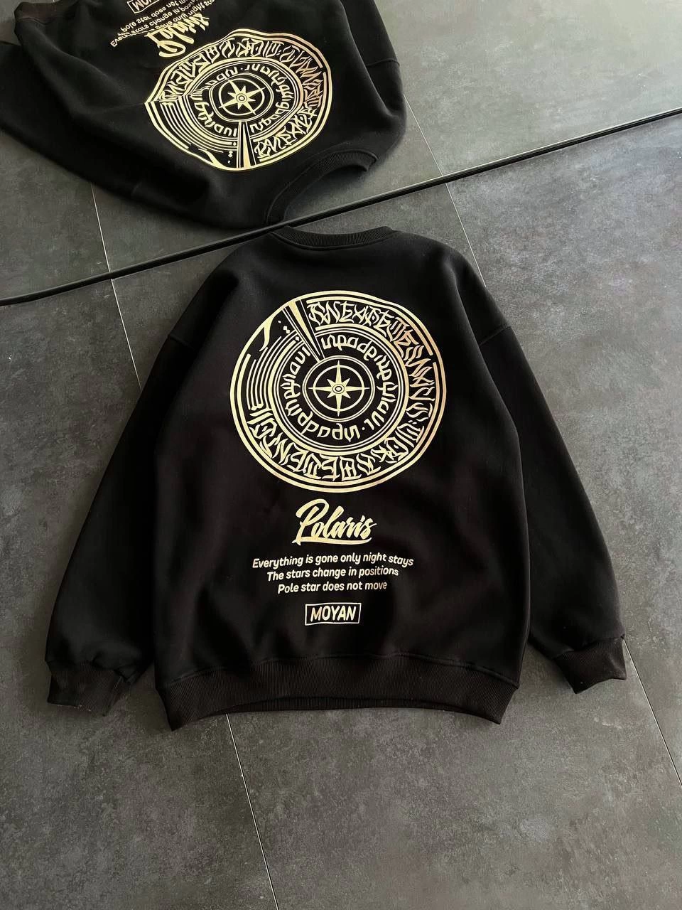 ASSEMA Kadın üç iplik Kışlık Bisiklet Yaka Ön Ve Arka Baskılı SweatShirt - Siyah