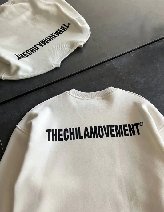 ASSEMA Erkek üç iplik pamuklu Kışlık Bisiklet Yaka Oversize Baskılı SweatShirt - Beyaz