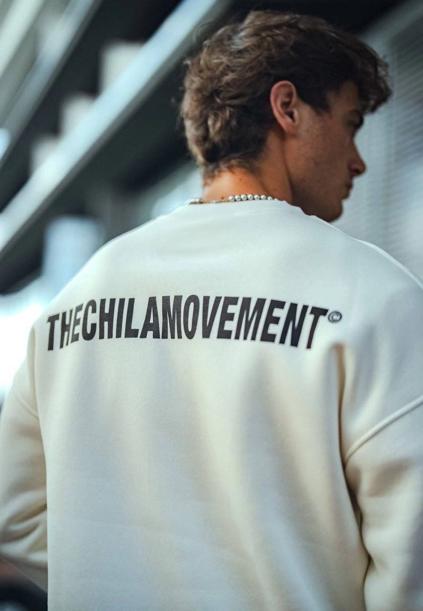 ASSEMA Erkek üç iplik pamuklu Bisiklet Yaka Oversize Baskılı SweatShirt - Beyaz