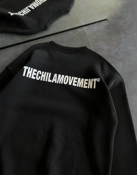 ASSEMA Kadın üç iplik Kışlık Bisiklet Yaka Oversize Baskılı SweatShirt - Siyah