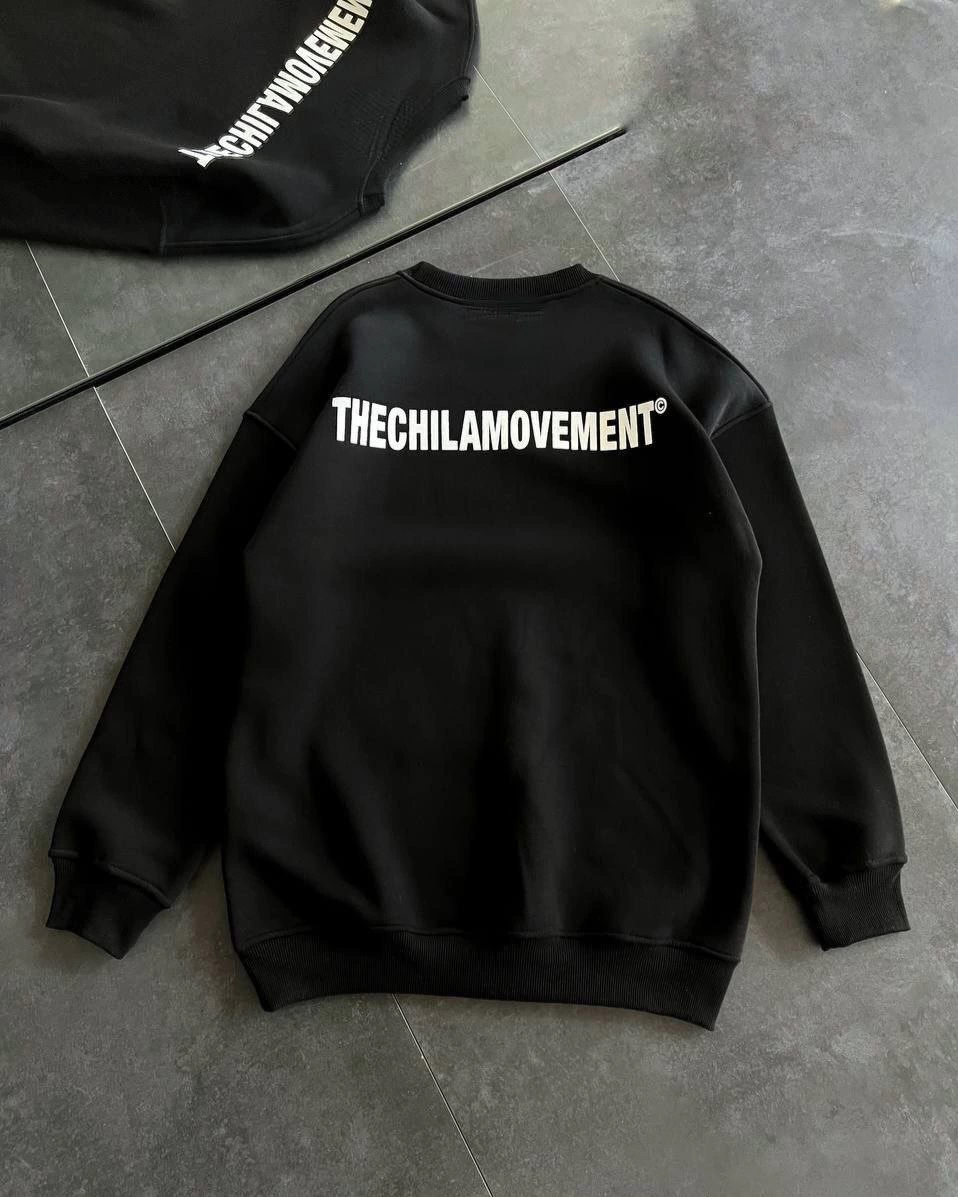 ASSEMA Kadın üç iplik Kışlık Bisiklet Yaka Oversize Baskılı SweatShirt - Siyah