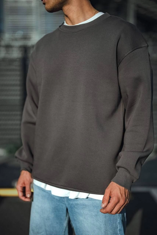 ASSEMA Erkek Kışlık Bisiklet Yaka Üç İplik Basic SweatShirt - Antrasit