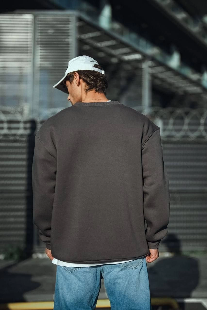ASSEMA Erkek Kışlık Bisiklet Yaka Üç İplik Basic SweatShirt - Antrasit