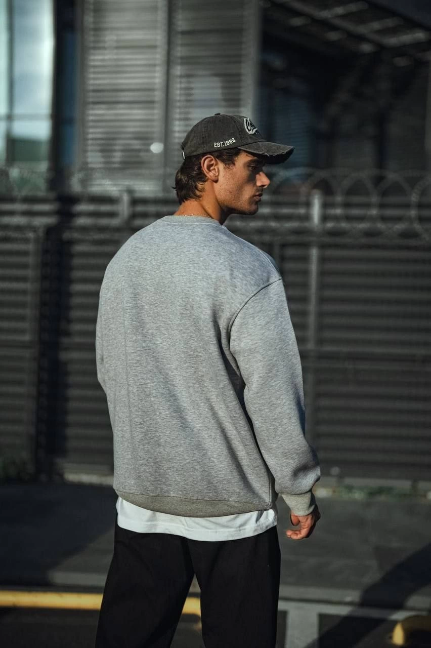ASSEMA Erkek Kışlık Bisiklet Yaka Üç İplik Basic SweatShirt - Gri
