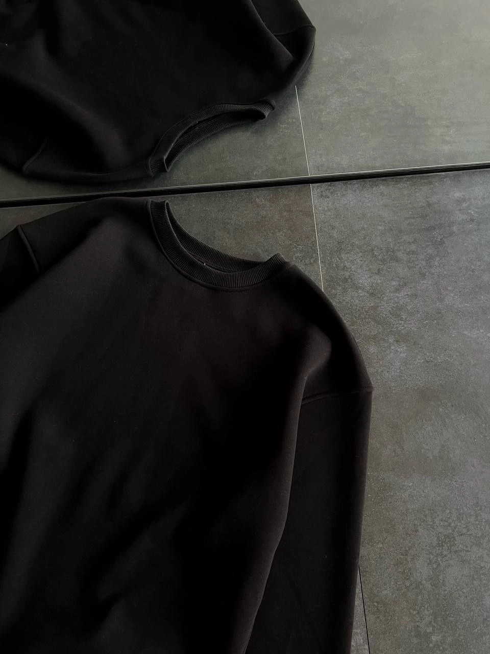 ASSEMA Kadın Kışlık Bisiklet Yaka Üç İplik Basic SweatShirt - Siyah