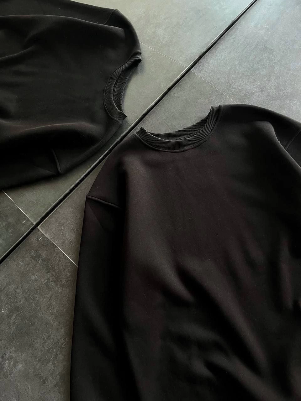 ASSEMA Kadın Kışlık Bisiklet Yaka Üç İplik Basic SweatShirt - Siyah