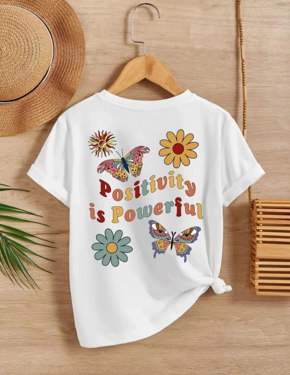 ASSEMA Kız Çocuk Bisiklet Yaka Baskılı T-Shirt - Beyaz