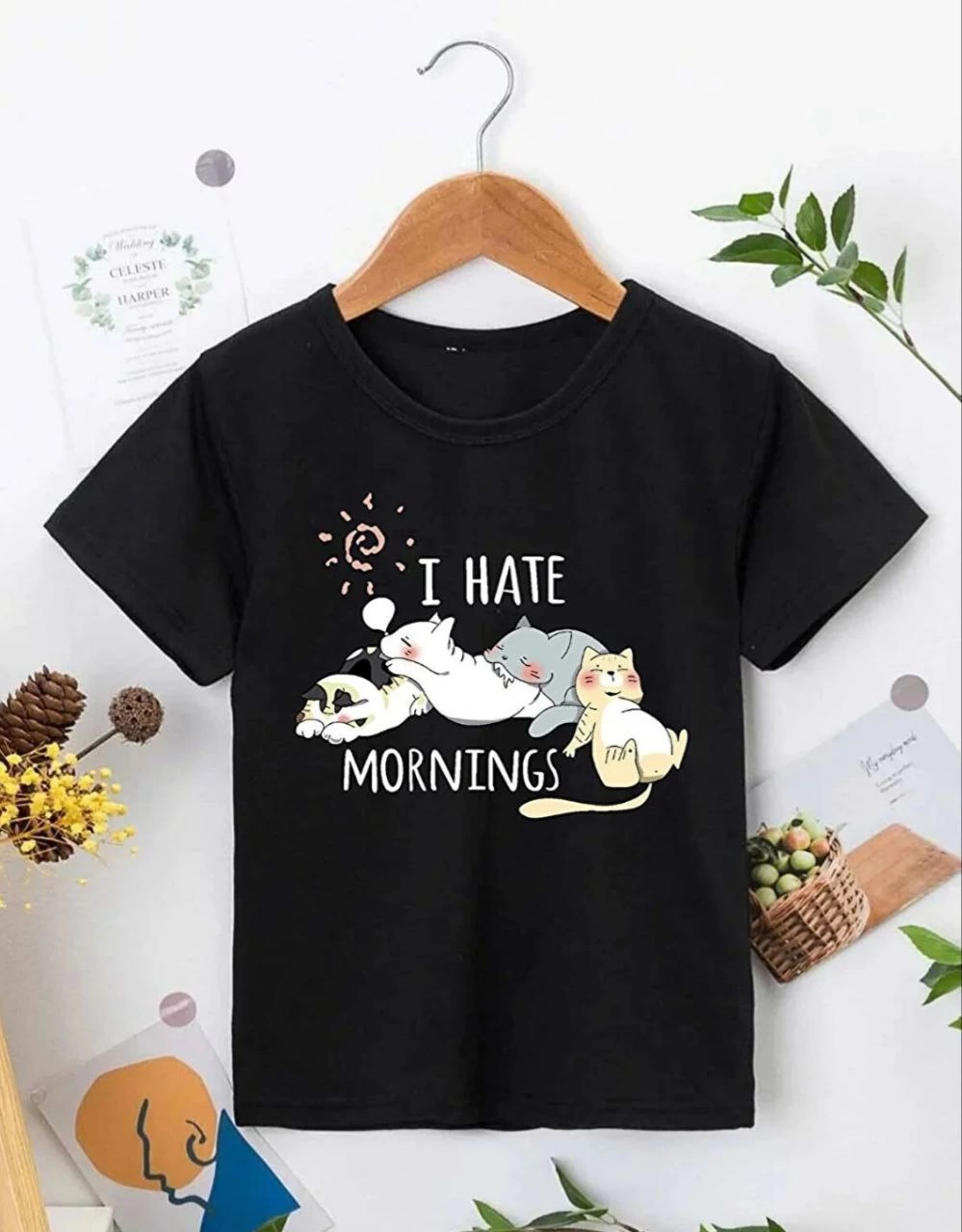 ASSEMA Kız Çocuk Bisiklet Yaka Baskılı T-Shirt - Siyah