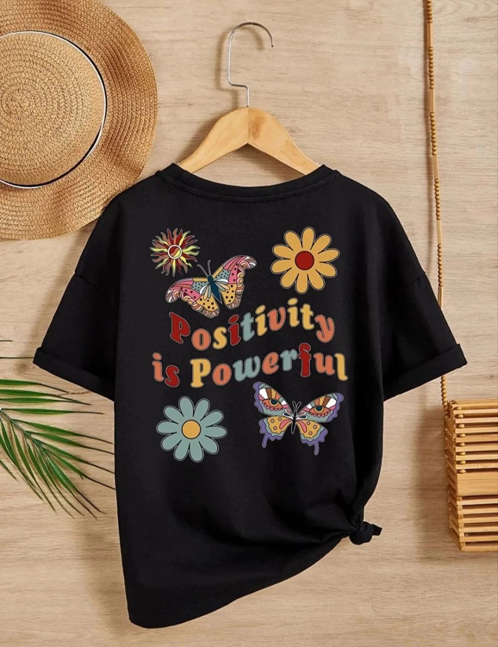 ASSEMA Kız Çocuk Bisiklet Yaka Baskılı T-Shirt - Siyah