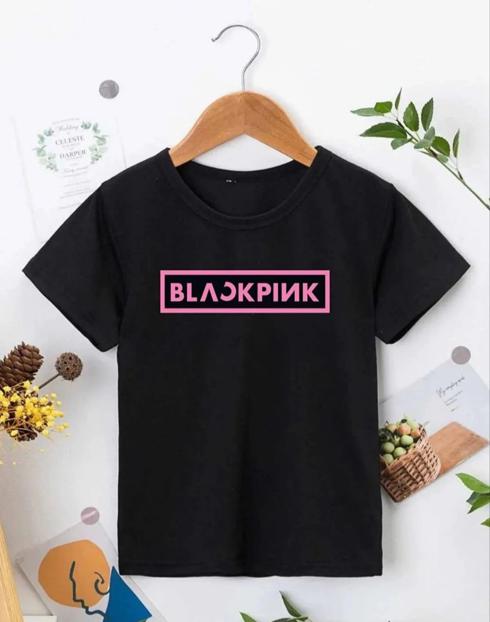 ASSEMA Kız Çocuk Bisiklet Yaka Baskılı T-Shirt - Siyah
