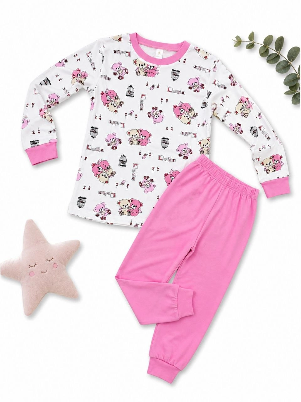 Kız Çocuk Premium Penye Koala Desenli Uzun Kollu Pijama Takımı 2-11 Yaş - Pembe