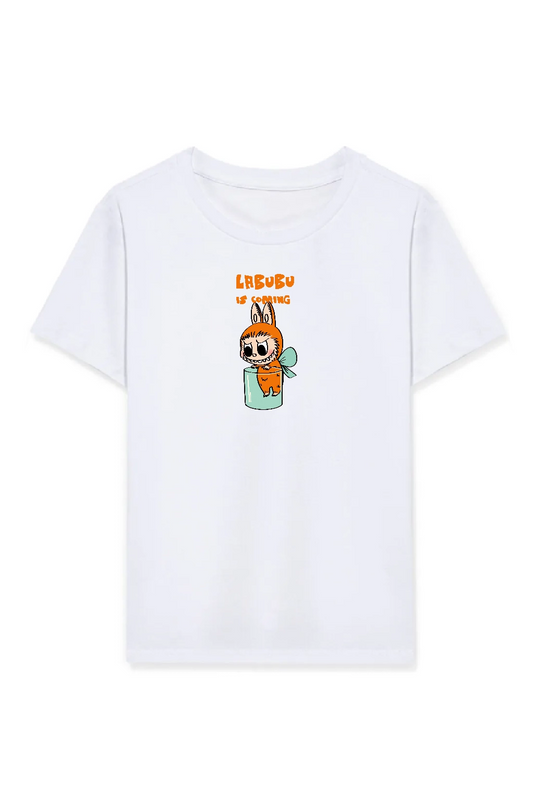 ASSEMA Kız Labubu Çocuk Baskılı T-Shirt - Beyaz