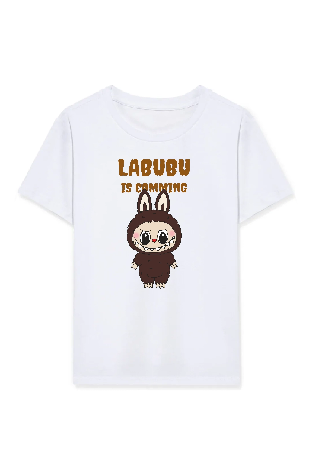 ASSEMA Kız Labubu Çocuk Baskılı T-Shirt - Beyaz