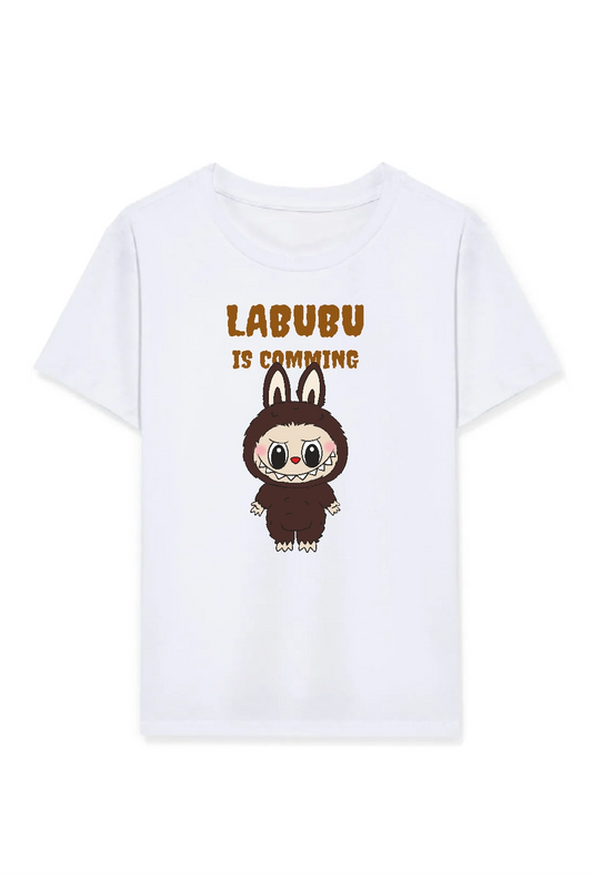 ASSEMA Kız Labubu Çocuk Baskılı T-Shirt - Beyaz