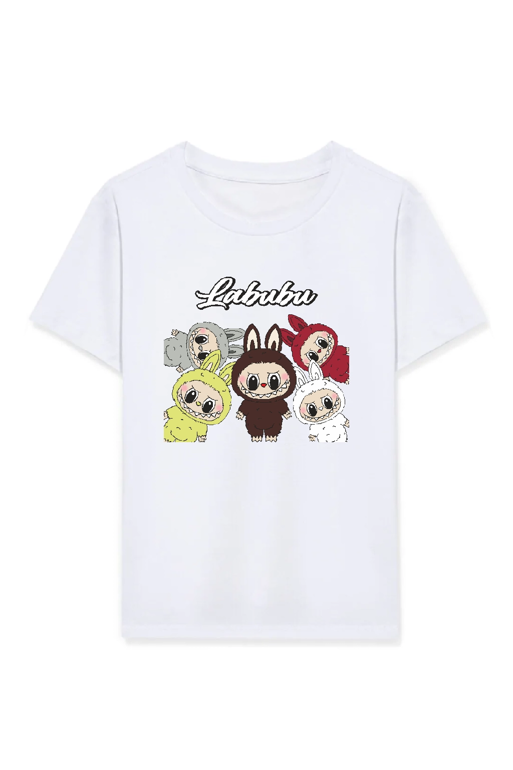 ASSEMA Kız Labubu Çocuk Baskılı T-Shirt - Beyaz