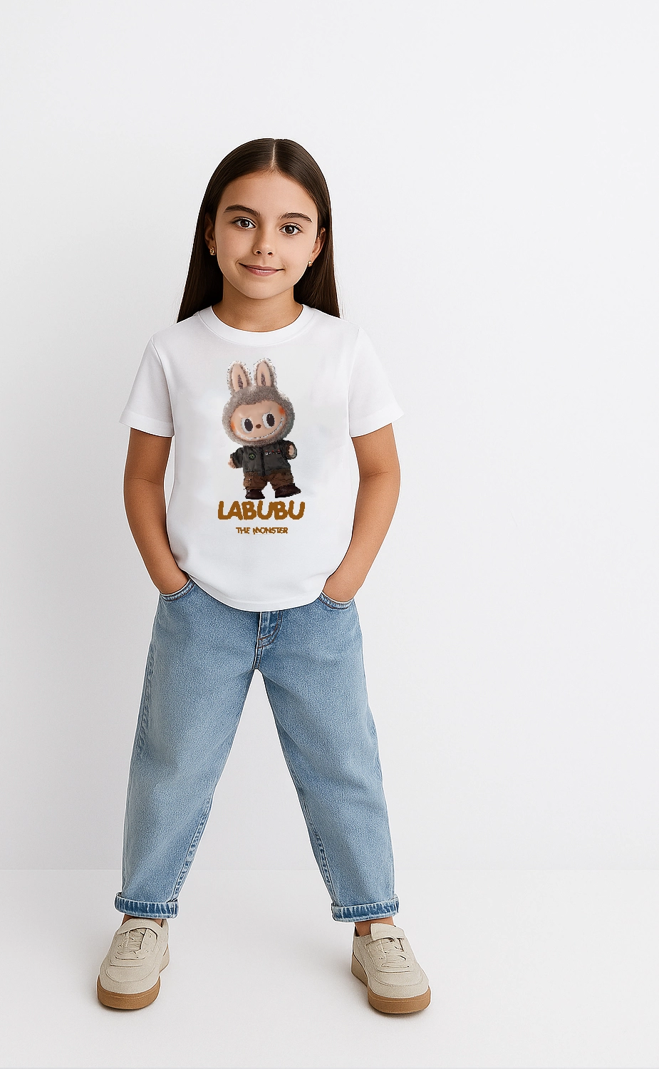 ASSEMA Kız Çocuk Baskılı T-Shirt - Beyaz