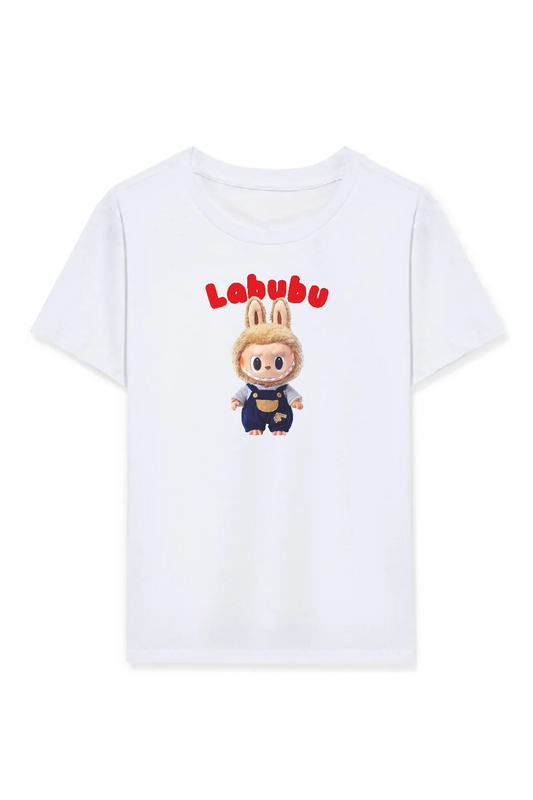 ASSEMA Kız Labubu Çocuk Baskılı T-Shirt - Beyaz