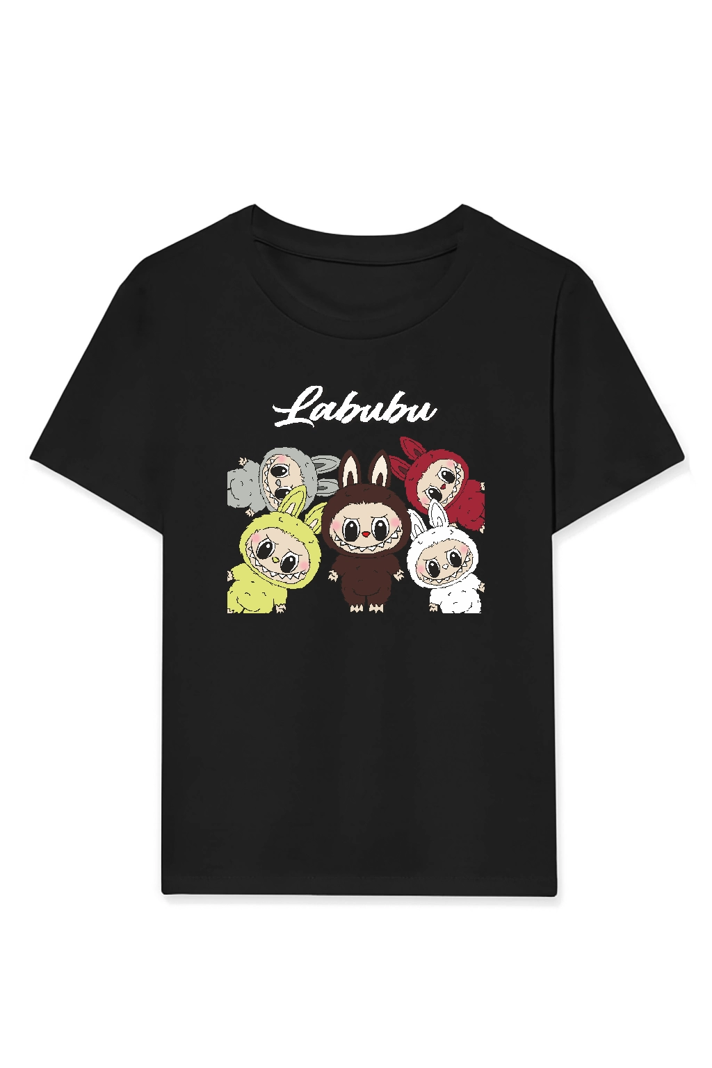 ASSEMA Kız Labubu Çocuk Baskılı T-Shirt - Siyah
