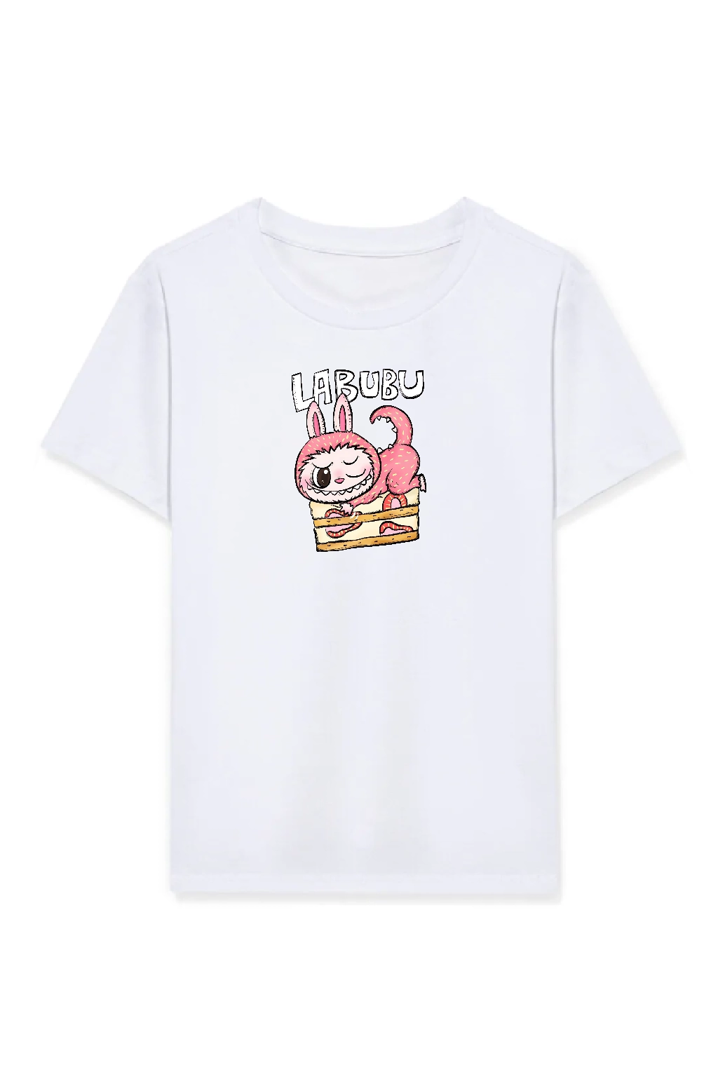 ASSEMA Kız Labubu Çocuk Baskılı T-Shirt - Beyaz