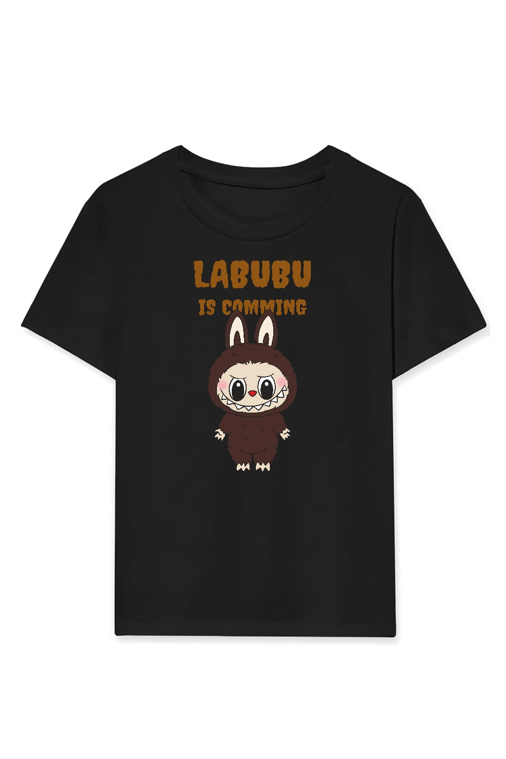 ASSEMA Kız Labubu Çocuk Baskılı T-Shirt - Siyah