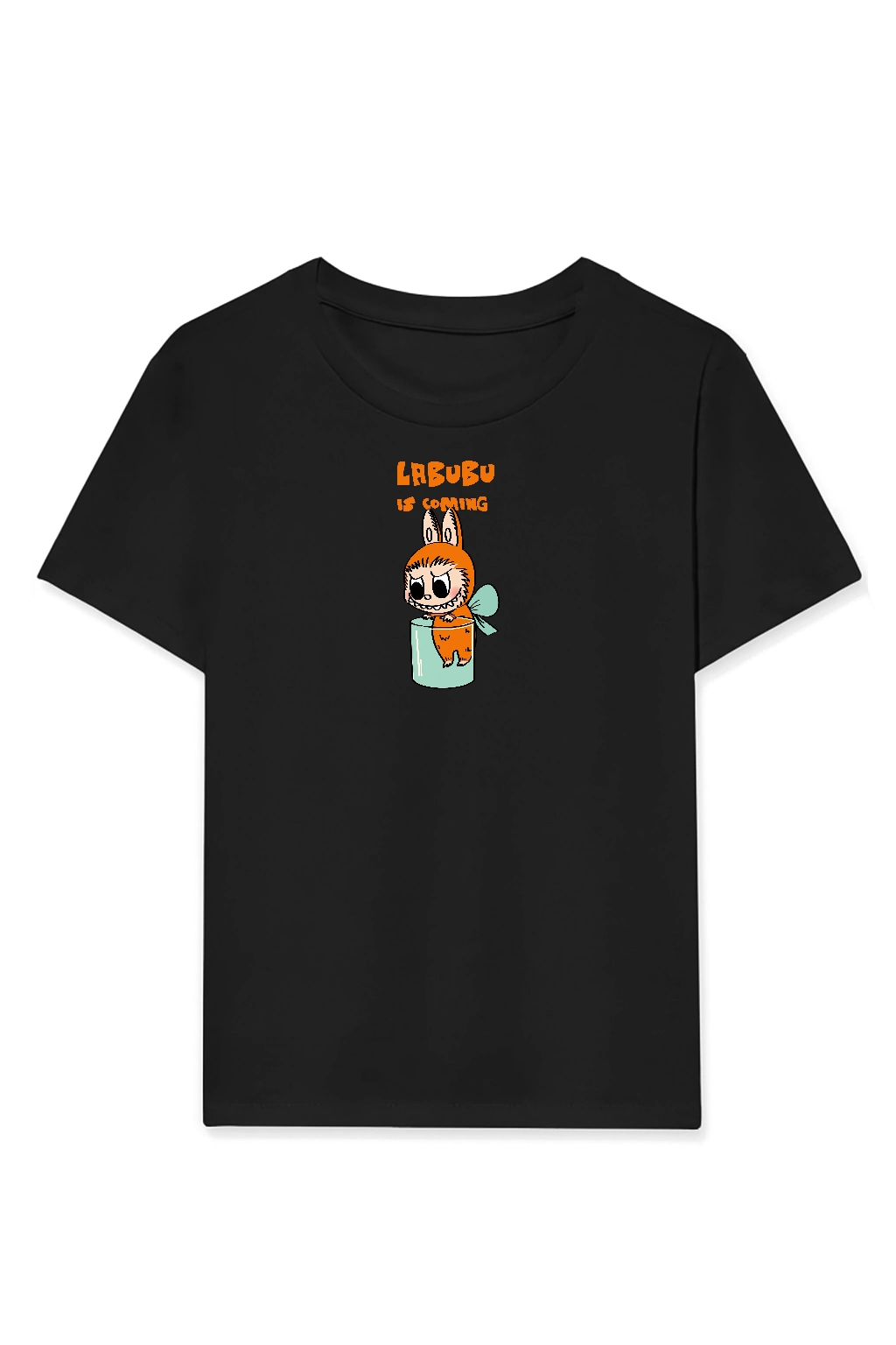 ASSEMA Kız Labubu Çocuk Baskılı T-Shirt - Siyah
