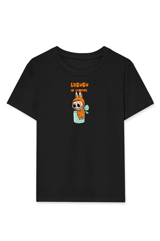 ASSEMA Kız Labubu Çocuk Baskılı T-Shirt - Siyah