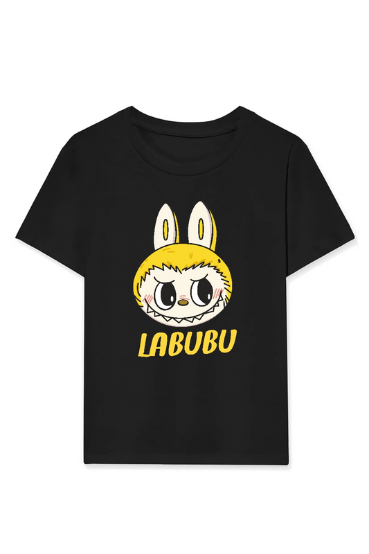 ASSEMA Kız Labubu Çocuk Baskılı T-Shirt - Siyah