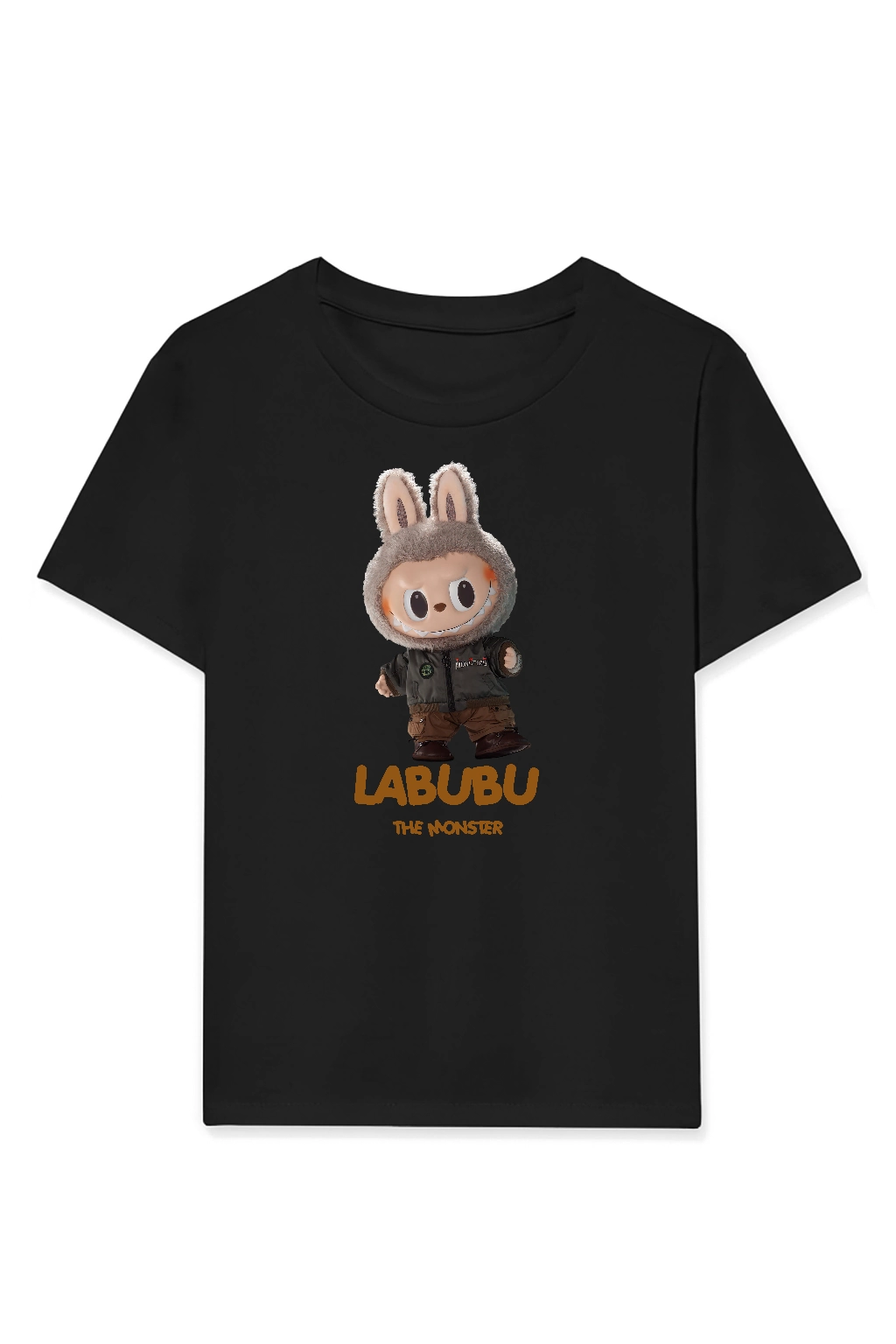 ASSEMA Kız Labubu Çocuk Baskılı T-Shirt - Siyah