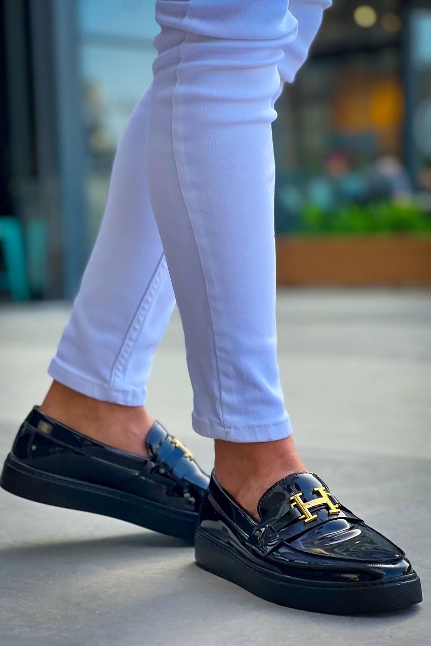 ASSEMA KB-027 Kuback Bağcıksız Kömür Rugan H Günlük Erkek Ayakkabı