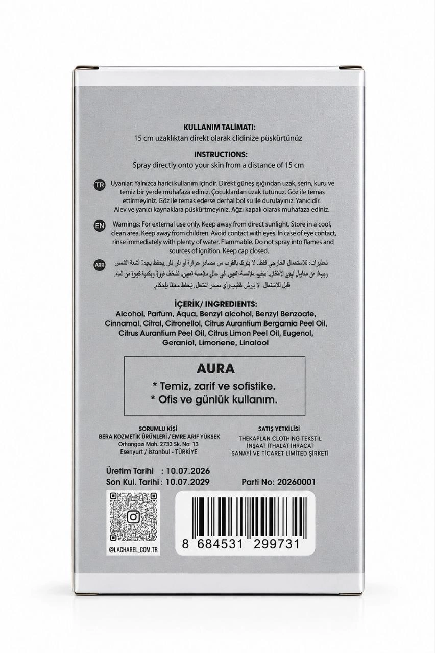 LACHAREL Aura Eau De Parfum 50 ML Narenciye, Odunsu ve Sofistike Parfüm