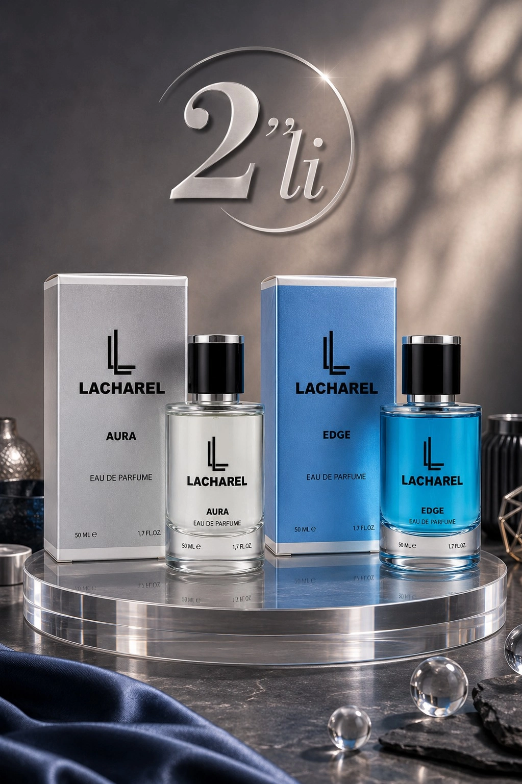 LACHAREL Aura ve Edge 2'li Erkek Parfüm Seti Eau De Parfum 2x50 ML