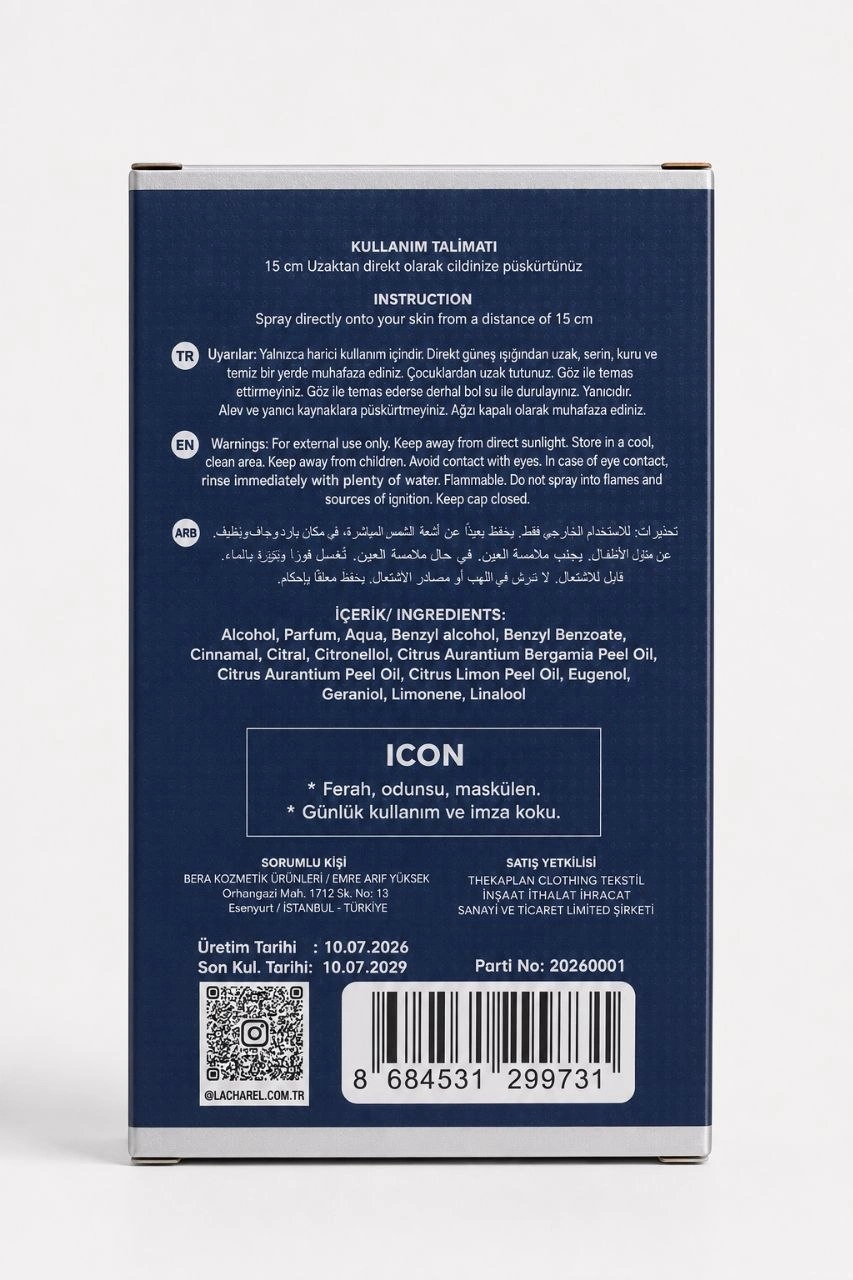 LACHAREL Icon Eau De Parfum 50 ML Ferah Odunsu Amber Maskülen Parfüm