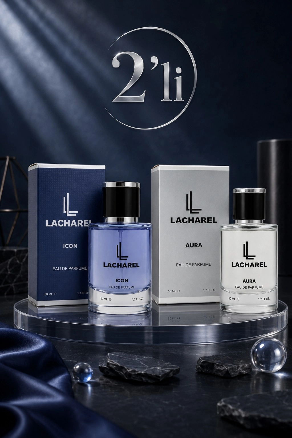 LACHAREL Icon ve Aura 2'li Erkek Parfüm Seti Eau De Parfum 2x50 ML