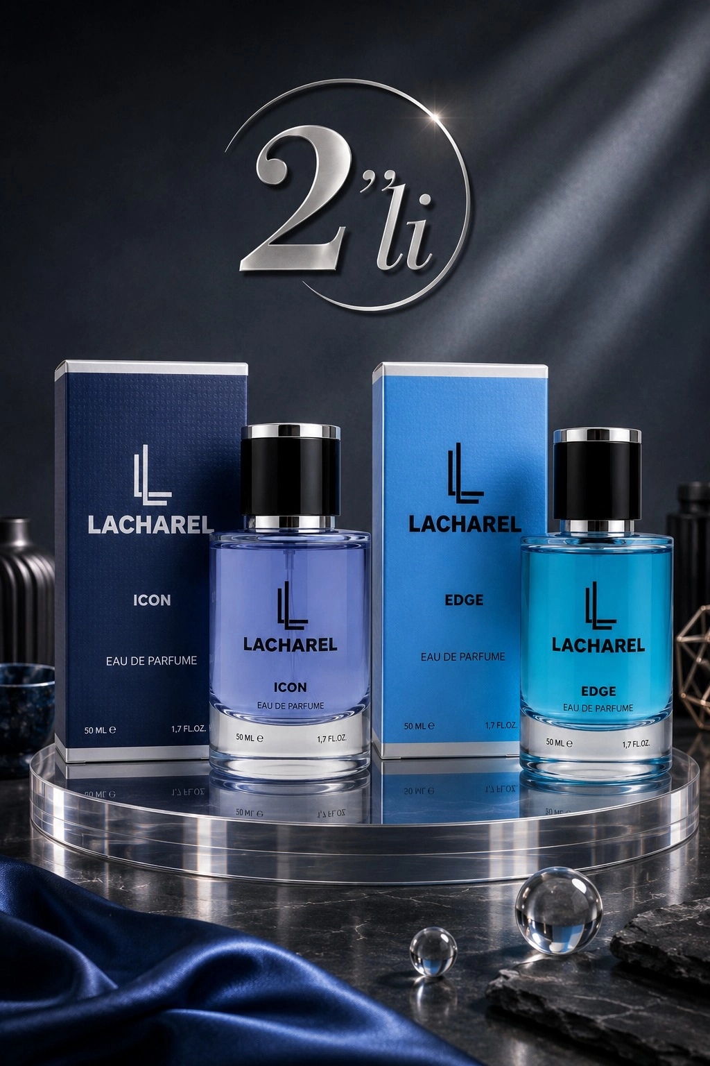 LACHAREL Icon ve Edge 2'li Erkek Parfüm Seti Eau De Parfum 2x50 ML